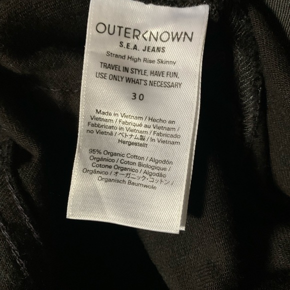 NWOT Outerknown Organic Black Skinny Jeans - Picture 4 of 5